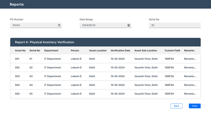 CAPEX Asset Management application interface